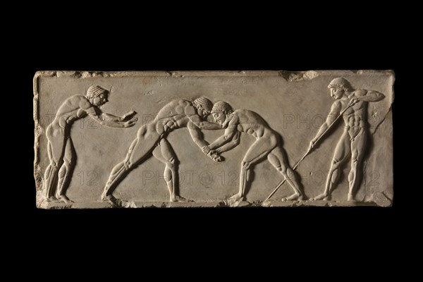 Ball-player base, front side. Part of ball-player base of Endoios. From Athens, c 510 BC. Artist: Endoeus.