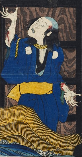 Woodblock print - scene from the play Yotsu-ya kaidan (The story of Oiwa and Tamiya Iemon). Artist: Utagawa Kuniyoshi.