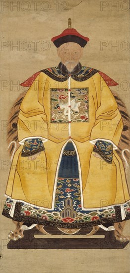 Man in the dress of an official of the sixth rank, 19th century. Artist: Unknown.