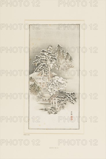 Woodblock print - Snow scene. Artist: Hoyen.