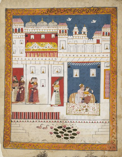 Lovers in a palace scene, c1700. Artist: Unknown.