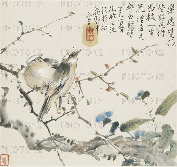 A pair of Chinese Bulbul birds, 1857. Artist: Jin Yuan.