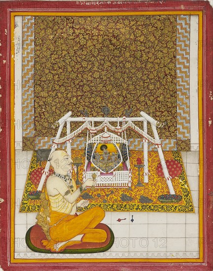 Priest at a Krishna shrine, c1831. Artist: Unknown.