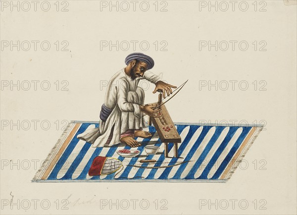 Lapidary at work, c1810. Artist: Sewak Ram.