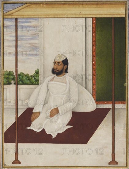 Man in a flowered skull cap, 19th century. Artist: Unknown.