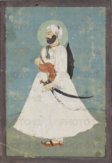 Sikh nobleman in profile, c1800. Artist: Unknown.