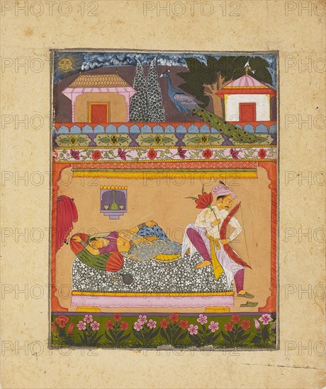 Lovers at dawn, illustrating the musical mode Raga Vibhasa, c1675. Artist: Unknown.