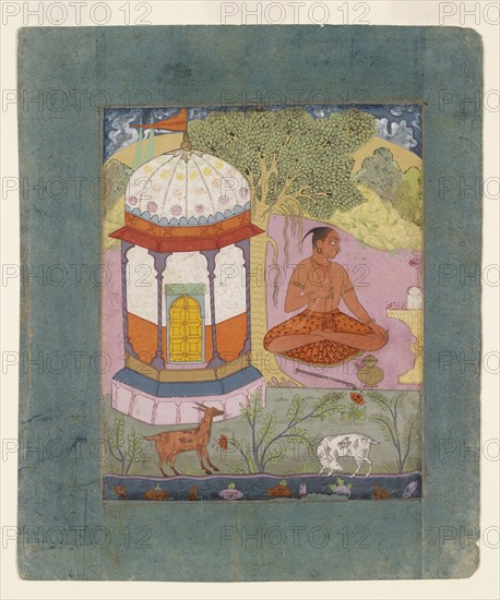 Ascetic in a landscape, illustrating the musical mode Bangali Ragini, c1675. Artist: Unknown.