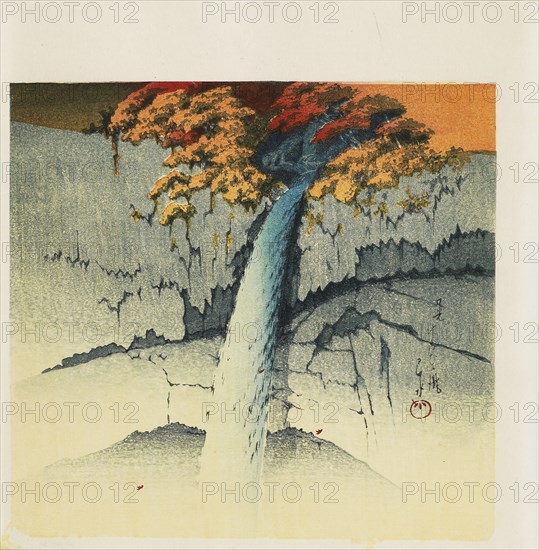 Woodblock print - 'Kegon Falls, Nikko', 1988. Artist: Hasui Kawase.