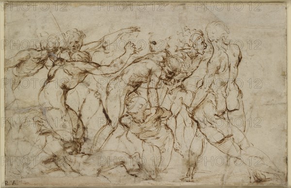 Battle Scene with Prisoners being pinioned, cearly 16th century. Artist: Raphael.