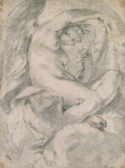 A Nymph (possibly Flora) amid Clouds, 1575-1619. Artist: Lodovico Carracci.