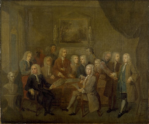 An Assembly of 'Virtuosi', 1700-1737. Artist: Gawen Hamilton.