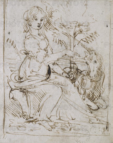 A Maiden with a Unicorn, late 1470s. Artist: Leonardo da Vinci.