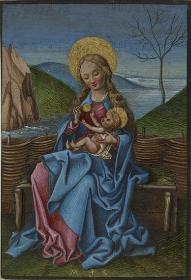 The Virgin and Child on a grassy bench, late 15th century. Artist: Martin Schongauer.