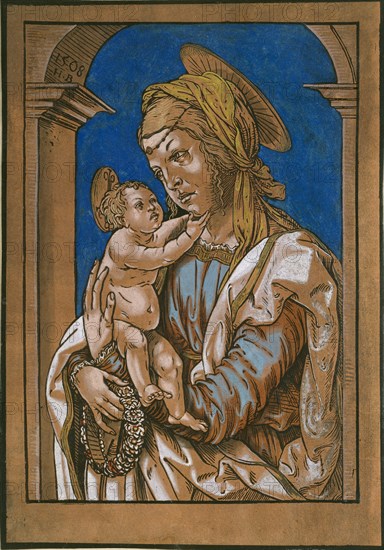 Madonna and Child under an arch, 1508. Artist: Hans Burgkmair, the Elder.