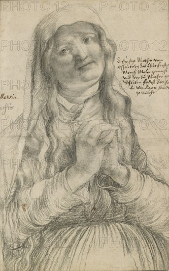 An elderly Woman with clasped Hands, early 16th century. Artist: Matthias Gruenewald.