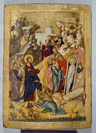 Icon of The Raising of Lazarus, 14th-15th century. Artist: Unknown.