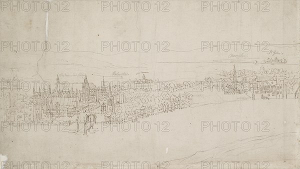 Panorama of London as seen from Southwark: Westminster, 1554. Artist: Anthonis van den Wyngaerde.