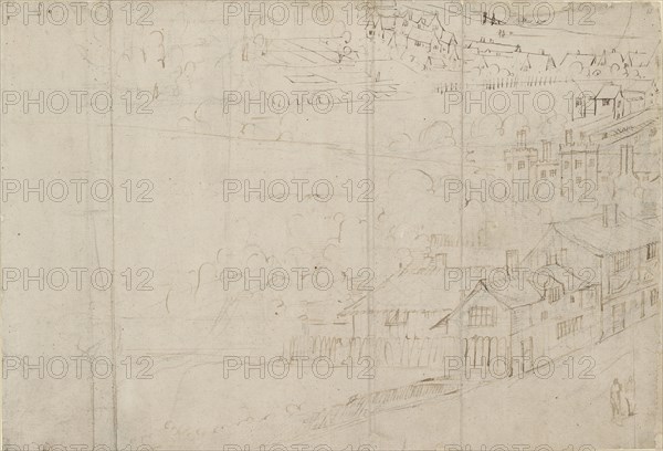 Panorama of London as seen from Southwark: Bankside, 1554. Artist: Anthonis van den Wyngaerde.