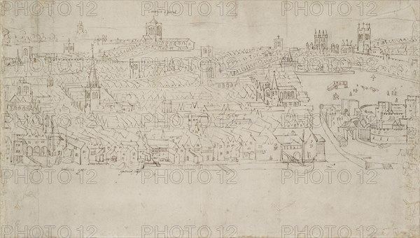 Panorama of London as seen from Southwark: Billingsgate to Tower Wharf, 1554. Artist: Anthonis van den Wyngaerde.