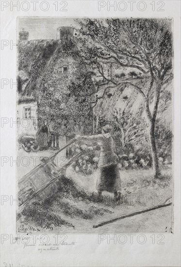 Femme vidant une brouette, 1880. Artist: Camille Pissarro.