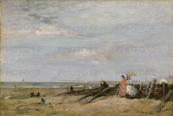 A Beach Scene at Trouville, 1860s. Artist: Eugene Louis Boudin.