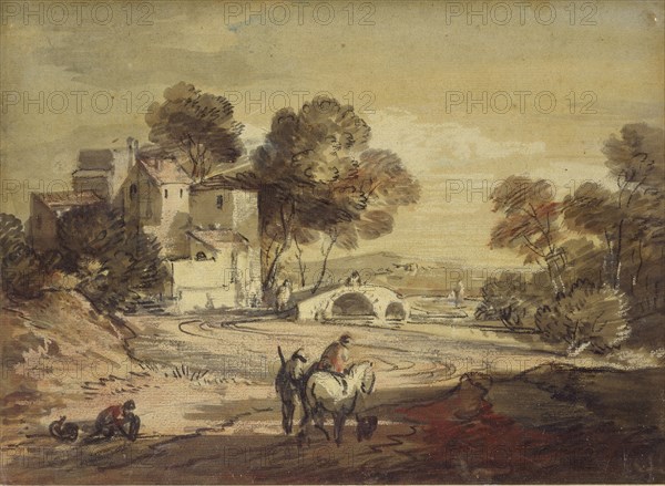 Italianate Landscape with Travellers on a winding Road, 1775-1779. Artist: Thomas Gainsborough.