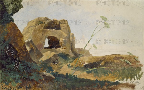 Study of Rocks and Foliage, Agrigento (Girgenti), Sicily, 1847. Artist: Edward Lear.