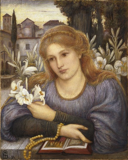 Cloister Lilies, 1891. Artist: Marie Euphrosyne Spartali.