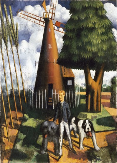 Gilbert Cannan and his Mill, 1916. Artist: Mark Gertler.