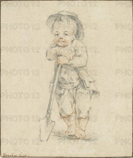 Boy leaning on a Spade. Artist: Unknown.