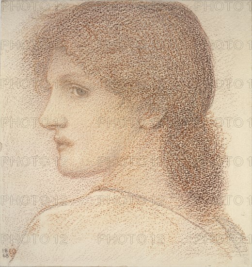 Study of a Woman's Head, turned to Left, 1886. Artist: Sir Edward Coley Burne-Jones.