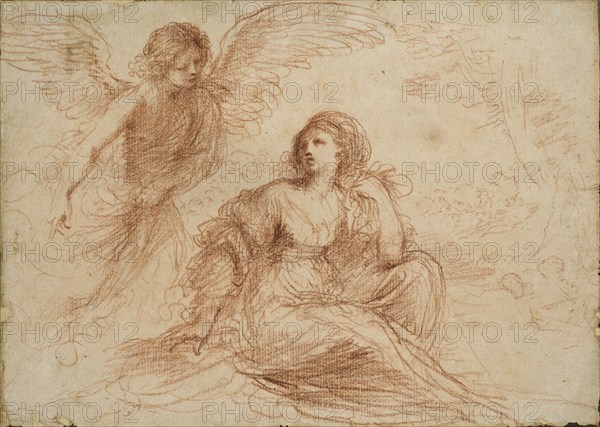 An angel appearing to Hagar and Ishmael, c1653. Artist: Guercino.
