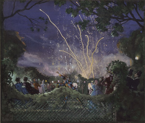 Fireworks, 1929. Artist: Konstantin Somov.