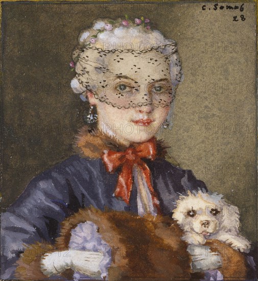 Lady with a Dog, 1928. Artist: Konstantin Somov.