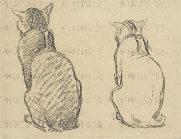 Two Studies of a Cat, early 20th century. Artist: Theophile Alexandre Steinlen.
