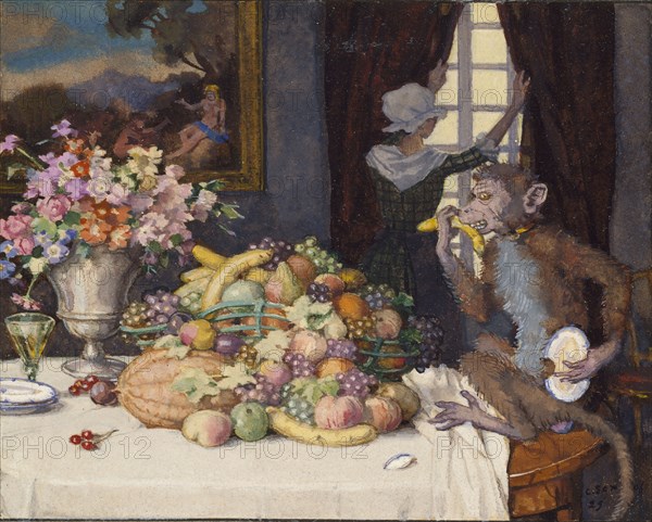 Greedy Monkey, 1929. Artist: Konstantin Somov.