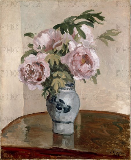 Bouquet of Pink Peonies, 1873. Artist: Camille Pissarro.