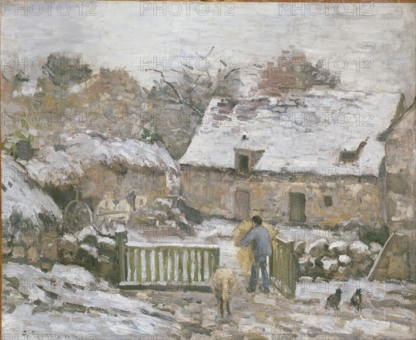 Farm at Montfoucault: Snow Effect, 1874-1876. Artist: Camille Pissarro.
