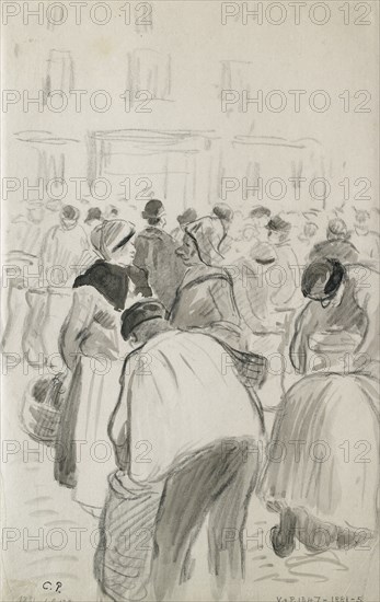 Compositional study of the market at Pontoise, 1881. Artist: Camille Pissarro.