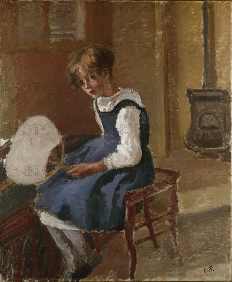 Jeanne holding a Fan, c1873. Artist: Camille Pissarro.