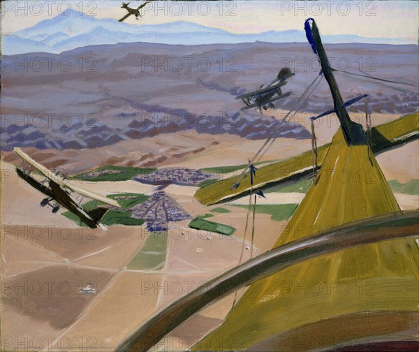 Over the Hills of Kurdistan: Flying above Kirkuk, 1919. Artist: Sydney William Carline.