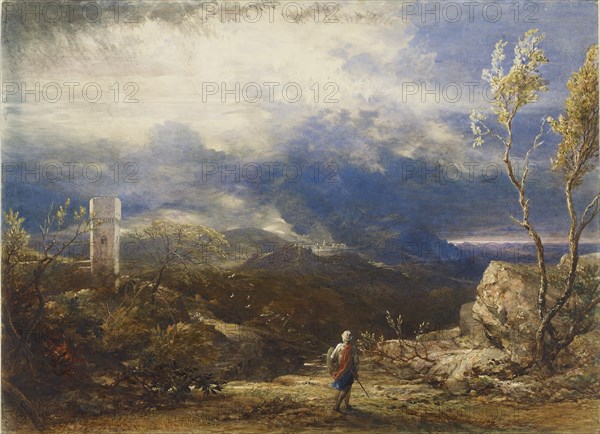 Christian Descending into the Valley of Humiliation (from 'The Pilgrim's Progress'), 1848. Artist: Samuel Palmer.