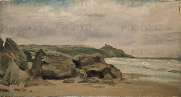 View towards Rame Head, Cornwall, 1850. Artist: Lionel Constable.