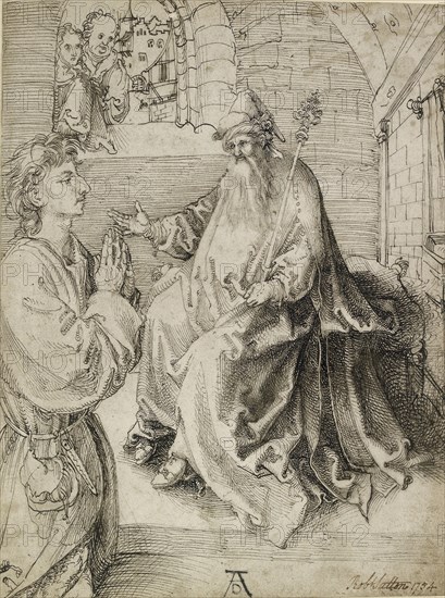 A Youth kneeling before a Potentate, c1490s. Artist: Albrecht Durer.