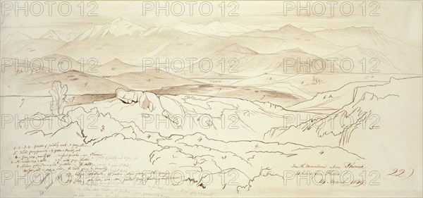 View from the Mountains above Phonia, 1849. Artist: Edward Lear.