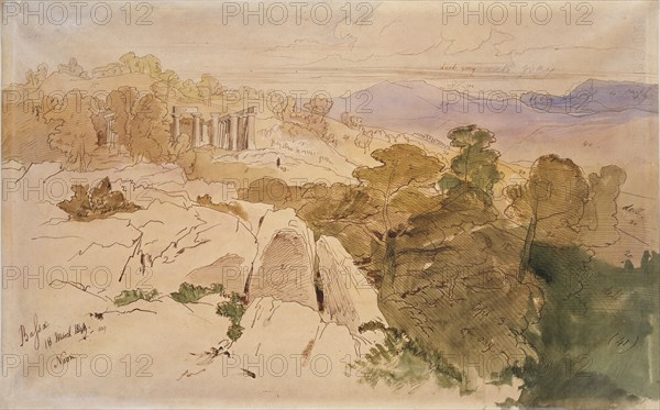 The Temple of Apollo at Bassae, Greece, 1849. Artist: Edward Lear.