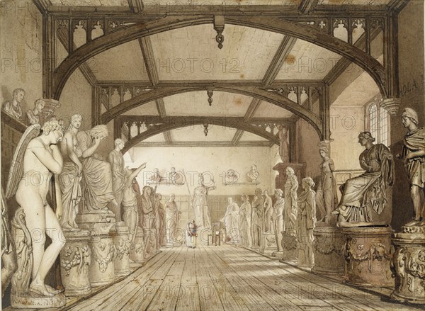 The Sculpture Gallery in the Examination Schools, Oxford, 1813. Artist: William Westall.