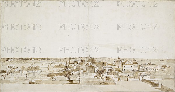 View across the Garden of the Villa Loredan, mid 18th century. Artist: Francesco Guardi.