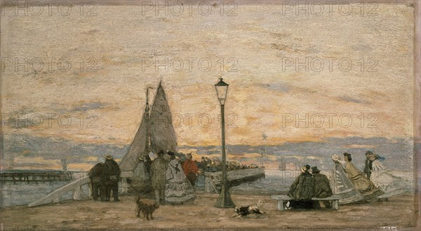 The Jetty at Trouville: Sunset, 1862. Artist: Eugene Louis Boudin.